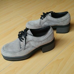 Hush Puppies Tan Suede Leather Platform Oxford 7.5